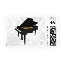 3D Model: Black Grand Piano: Postage Stamps
