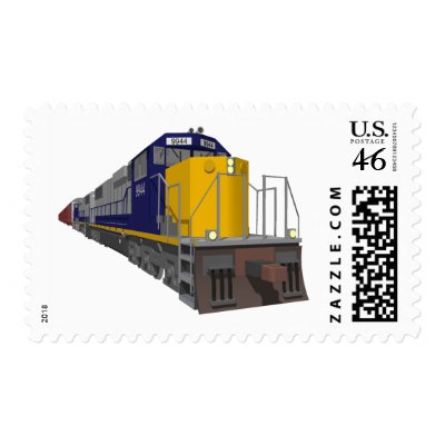 3D Model: Freight Train: Railroad: Postage Stamp by spiritswitchboard