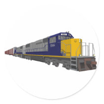 3D Model: Freight Train: Railroad: Round Sticker