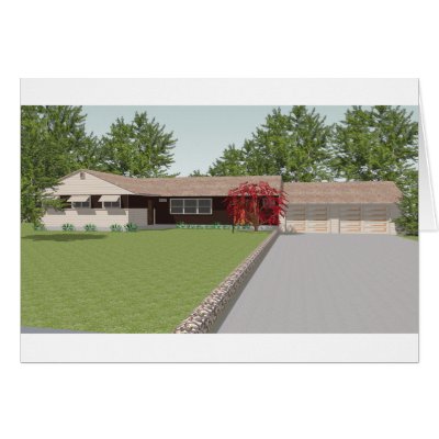 3D Model: Ranch Style House: Greeting Card by spiritswitchboard