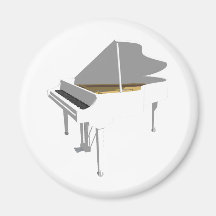 3D Model: White Grand Piano: Refrigerator Magnet