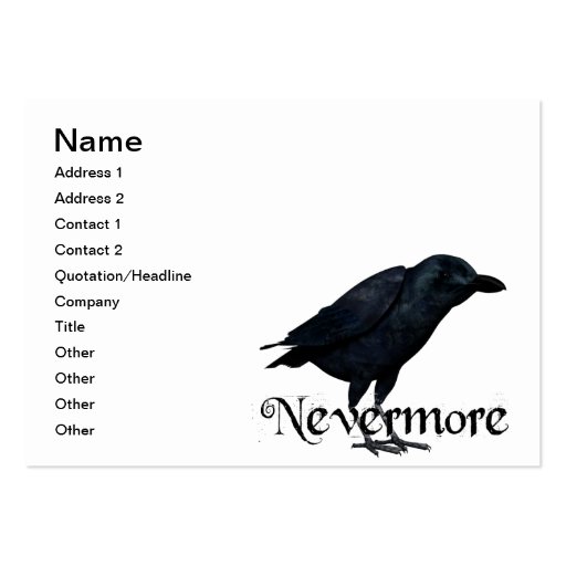 3D Nevermore Raven Business Card Templates (front side)