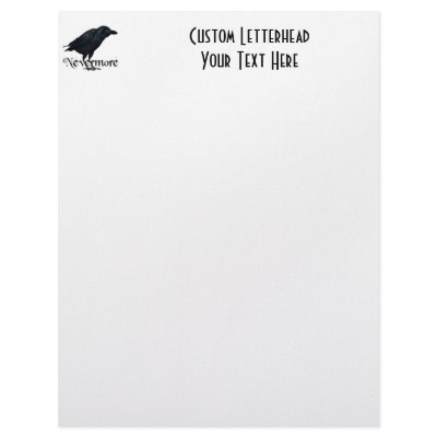 3D Nevermore Raven Personalized Letterhead by EAPoetry