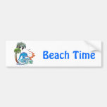 3D Palms, Waves & Sunset Bumper Sticker