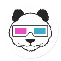 3D Panda Round Sticker