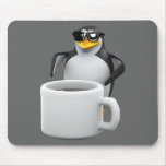 3d Penguin Coffee (Any Color U Like!) Mousepad