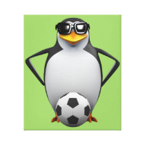 3d Penguin Footballer Gallery Wrap Canvas