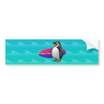 3d-penguin-surfboard bumper sticker