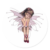 3D Pink Pixie 3 Round Stickers