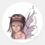3D Pink Pixie 5 Round Stickers