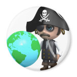 3d Pirate Globe Refrigerator Magnets