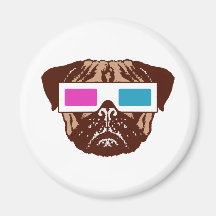 3D Pug Refrigerator Magnets