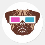 3D Pug Round Sticker