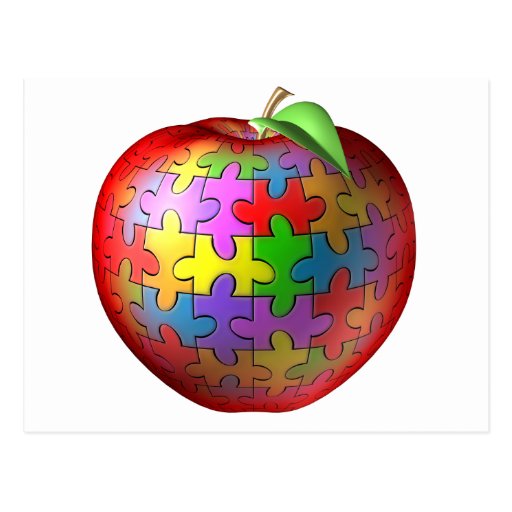 3D Puzzle Apple Postcard Zazzle
