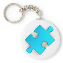 3D Puzzle Piece (Metallic Light Blue) Key Chain