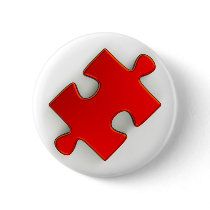 3D Puzzle Piece (Metallic Red) Pinback Button