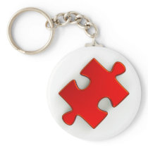3D Puzzle Piece (Metallic Red) Keychain