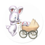 3D Rabbit Round Stickers