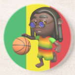 3d rasta basketball player drink coaster
