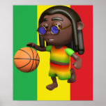 3d rasta basketball player posters