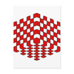 3D Red Cube Optical Illusion Postcard