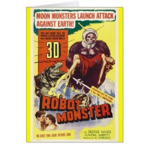 3D ROBOT MOON MONSTER GREETING CARDS