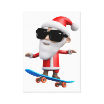 3d Santa Skateboard Stretched Canvas Print