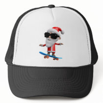 3d Santa Skateboard Trucker Hat