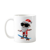 3d Santa Skateboard Coffee Mugs
