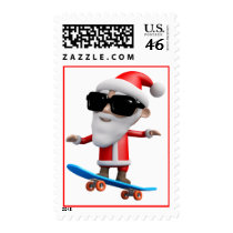 3d Santa Skateboard Stamp