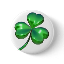 3D Shamrock Pinback Button