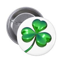 3D Shamrock Pinback Button