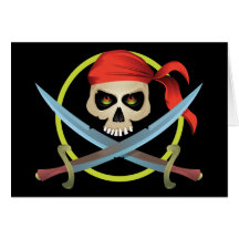 3D Skull and Crossbones Greeting Cards