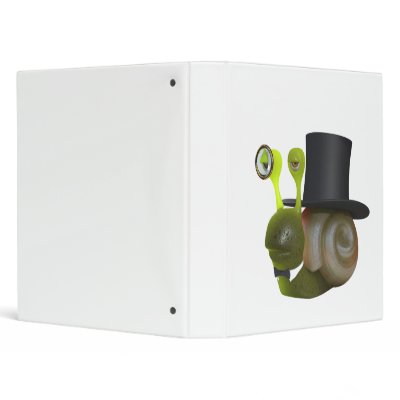 3d Snail Top Hat (Any Color U Like!) 3 Ring Binder by YouveGotSnail