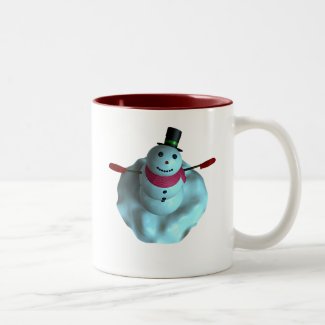 3D Snowman Above View mug