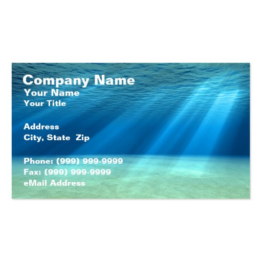 3D Underwater Ocean Scene Business Cards (front side)