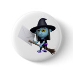 3d Witch Halloween Invitation Pinback Button