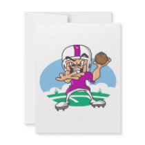 3Purple Football Player Custom Invitation