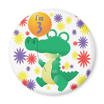 3rd Birthday Alligator Magnets