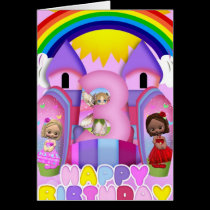 3rd Birthday Bouncy Castle Greeting Card For Girls cards