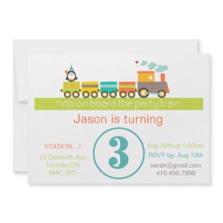 3rd Birthday (Boy) Train Invitation invitation