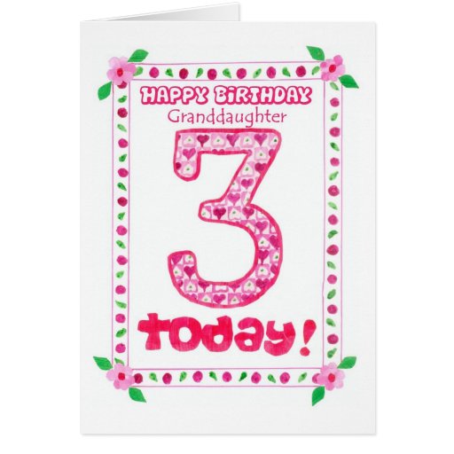 granddaughter age 3 birthday card