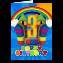 3rd Birthday Card With Bouncy Castle And Rainbow cards