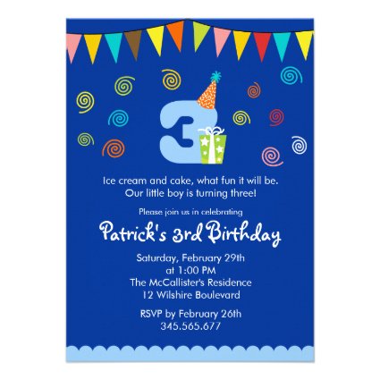 3rd Birthday Children's Party Invitation
