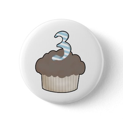 3rd Birthday Cupcake Pinback Button by cupcakeville