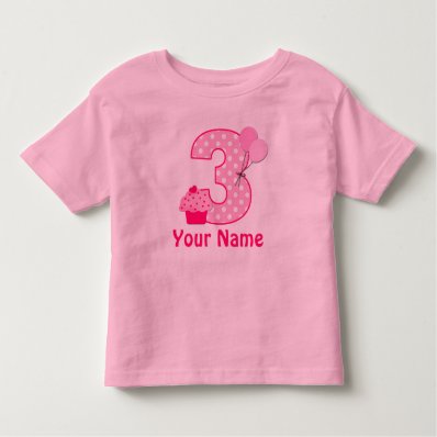 3rd Birthday Cupcake Girls Personalized Shirt