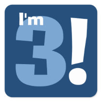 3rd Birthday Custom Name Navy and Baby Blue Square Stickers