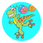 3rd Birthday Dinosaur Round Stickers