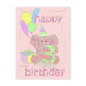 3rd Birthday Elephant Card for Girls postcards by pooja1008 3rd Birthday Elephant Card for Girls postcards