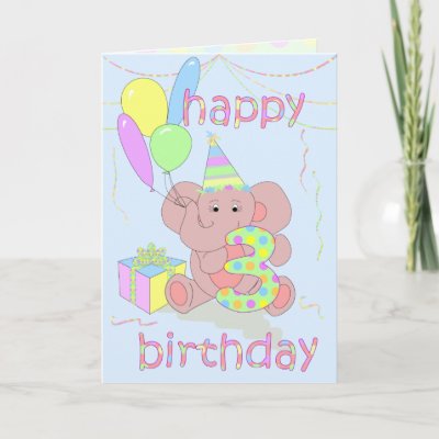 3rd Birthday Elephant for Boys Card by pooja1008